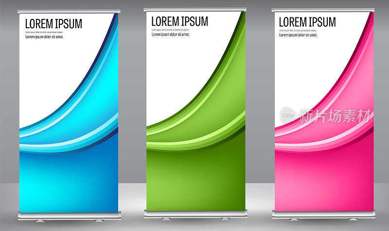 Roll up banner colors shape standee business brochure template design.